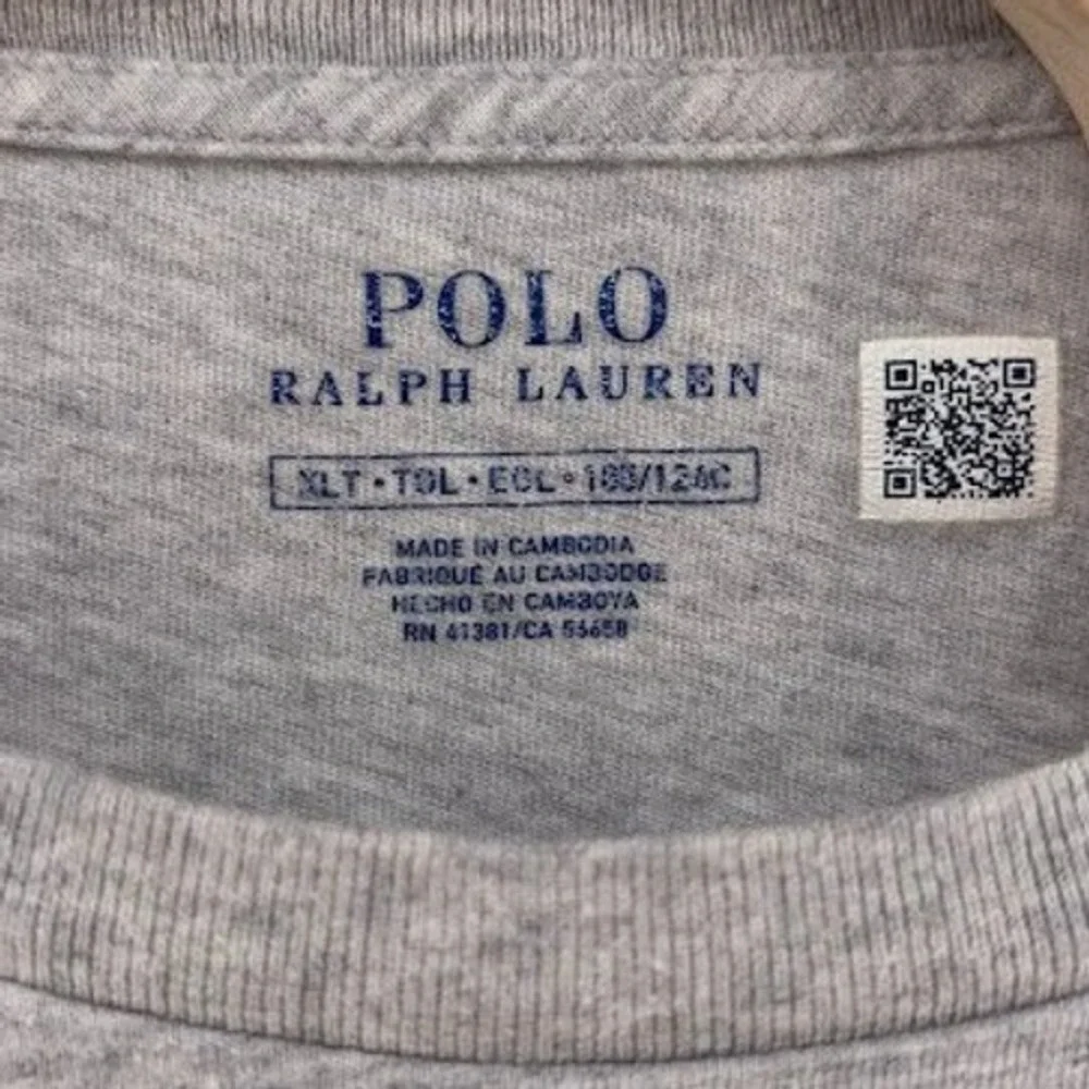 Polo Ralph Lauren Shirt Mens XLT Gray‎ Short Sleeve Crew Neck Casual Blue Pony
